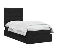 vidaXL Cama otomana con colchón con cabecera Negro 90 x 190 cm Tela, Cama Moderna con Ottomán, Almacenamiento Ajustable, Muebles Elegantes, Ahorra Espacio, Colchón Funcional