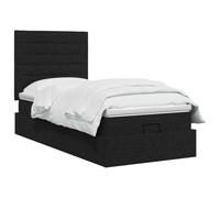vidaXL Cama otomana con colchón con cabecera Negro 90 x 200 cm Tela, Cama Moderna con Ottomán, Almacenamiento Ajustable, Muebles Elegantes, Ahorra Espacio, Colchón Funcional