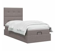 vidaXL Cama otomana con colchón con cabecero gris topo 90 x 190 cm tela, dormitorio, cama otomana moderna, espacio de almacenamiento ajustable, mueble elegante, colchón práctico