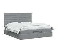 vidaXL Cama otomana con colchón Gris Claro 140 x 190 cm Tela, Cama Moderna con Ottomán, Almacenamiento Ajustable, Muebles Elegantes, Ahorra Espacio, Colchón Funcional