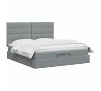 vidaXL Cama otomana con colchón Gris Claro 140 x 200 cm Tela, Cama Moderna con Ottomán, Almacenamiento Ajustable, Muebles Elegantes, Ahorra Espacio, Colchón Funcional