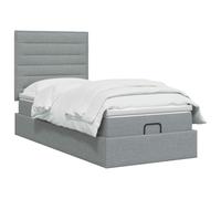 vidaXL Cama otomana con colchón Gris Claro 80 x 200 cm Tela, Cama Moderna con Ottomán, Almacenamiento Ajustable, Muebles Elegantes, Ahorra Espacio, Colchón Funcional