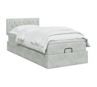 vidaXL Cama otomana con colchón Gris Claro 90 x 190 cm Terciopelo, Cama otomana Moderna, Mueble de Lujo contemporáneo, colchón de Espuma Ajustable para máxima Comodidad