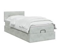 vidaXL Cama otomana con colchón Gris Claro 90 x 200 cm Terciopelo, Cama otomana Moderna, Mueble de Lujo contemporáneo, colchón de Espuma Ajustable para máxima Comodidad