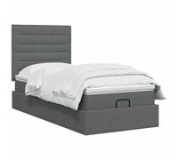 vidaXL Cama otomana con colchón Gris Oscuro 100 x 200 cm Tela, Cama Moderna con Ottomán, Almacenamiento Ajustable, Muebles Elegantes, Ahorra Espacio, Colchón Funcional
