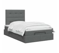 vidaXL Cama otomana con colchón Gris Oscuro 120 x 190 cm Tela