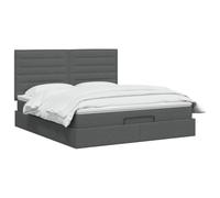 vidaXL Cama otomana con colchón Gris Oscuro 140 x 190 cm Tela, Cama Moderna con Ottomán, Almacenamiento Ajustable, Muebles Elegantes, Ahorra Espacio, Colchón Funcional