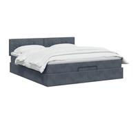 vidaXL Cama otomana con colchón Gris Oscuro 140 x 200 cm Terciopelo