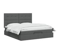 vidaXL Cama otomana con colchón Gris Oscuro 160 x 200 cm Tela, Cama Moderna con Ottomán, Almacenamiento Ajustable, Muebles Elegantes, Ahorra Espacio, Colchón Funcional