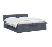 vidaXL Cama otomana con colchón Gris Oscuro 200 x 200 cm Terciopelo