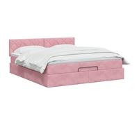 vidaXL Cama otomana con colchón Rosa 160 x 200 cm Terciopelo