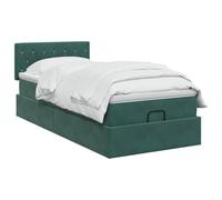 vidaXL Cama otomana con colchón Verde Oscuro 80 x 200 cm Terciopelo, Cama otomana Moderna, Mueble de Lujo contemporáneo, colchón de Espuma Ajustable para máxima Comodidad