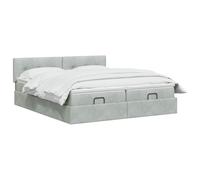 vidaXL Cama otomana con colchón y LED gris claro 180 x 200 cm terciopelo | Fácil acceso al espacio de almacenamiento, tiras LED integradas para una luz atmosférica, altura ajustable de 78/88 cm