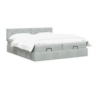 vidaXL Cama otomana con colchón y LED gris claro 200 x 200 cm terciopelo | Fácil acceso al espacio de almacenamiento, tiras LED integradas para una luz atmosférica, altura ajustable de 78/88 cm