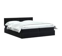 vidaXL Cama otomana con colchón y LED negro 200 x 200 cm terciopelo | Fácil acceso al espacio de almacenamiento, tiras LED integradas para una luz atmosférica, altura ajustable de 78/88 cm