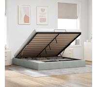 vidaXL Estructura de Cama otomana sin colchón Gris Claro 200x200 cm, Estructura de Cama, Estructura de Cama otomana, Estructura de Cama con Almacenamiento Debajo de la Cama