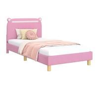 vidaXL Cama para niños con cabecero con cabecera Rosa 90 x 190 cm Tela