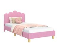 vidaXL Cama para niños con cabecero con cabecera Rosa 90 x 200 cm Tela