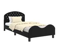 vidaXL Cama para niños con cabecero Negro 90 x 200 cm Terciopelo, Muebles de Dormitorio, Forma Rectangular, Estilo Moderno, Materiales duraderos para un Espacio habitable contemporáneo y Elegante