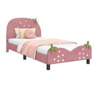 vidaXL Cama para niños con cabecero Rosa 90 x 190 cm Terciopelo
