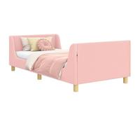 vidaXL Cama para niños con cabecero Rosa 90 x 200 cm Tela de Oveja, Cama Moderna, diseño Minimalista, Mueble Elegante para Dormir, Tela Durable, Pieza estilosa para Dormitorio Actual