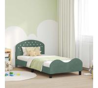 vidaXL Cama para niños con cabecero Verde Mar 90 x 190 cm Terciopelo, Muebles de Dormitorio, Forma Rectangular, Estilo Moderno, Materiales duraderos para un Espacio habitable contemporáneo y Elegante