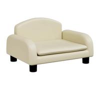 vidaXL Cama para Perros de Cuero sintético Crema 50x40x30 cm, sofá para Perros, Cama para Cachorros, Asiento para Perros, sofá para Mascota