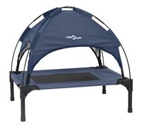 vidaXL Cama elevada para perros con techo desmontable azul marino S acero