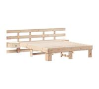 vidaXL Cama Plataforma 150 x 200cm Marrón de Madera Maciza de Pino con Mesas de Noche Integradas, Sin Somier, Muebles Indoor Contemporáneos, Fácil de Cuidar, Cabecero Montado en la Pared, Montaje con