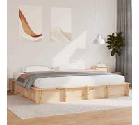 vidaXL Marco de Cama 180 x 200 cm Marrón de Madera Sólida de Pino, Estilo Moderno, con Almacenamiento Elevable, Fácil de Limpiar, Sin Base de Caja, Muebles para el Dormitorio, Diseño Minimalista y qu