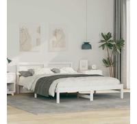 vidaXL Cama Plataforma Blanca de Madera de Pino de 160 x 200cm con Luces LED Multicolor, Conector USB, Listones Fijos. Diseño Moderno y Elegante. Muebles para el Dormitorio para Adultos. Montaje Fác