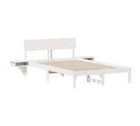 vidaXL Cama Plataforma Blanca de Madera de Pino Sólido con Cabecero y Mesas de Noche Integradas 120 x 190 cm para Uso en Interiores, Estilo Moderno, Montaje Fácil, Limpieza: Solo Paño Húmedo, Nivel: