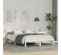 vidaXL Cama Plataforma Blanca de Pino Macizo, 120 x 200 cm, con Luces LED Multicolor y Puerto USB. Tiene un diseño Moderno y Elegante, Forma Rectangular y es fácil de Montar. Ideal para un dormitori