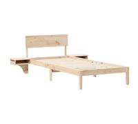 vidaXL Cama Plataforma con cabecero Integrado y mesitas de Noche en Color Natural, 90 x 200 cm, Hecha de Madera de Pino sólida. para Uso en Interiores, Requiere Poco ensamblaje. Viene con instruccion