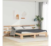 vidaXL Cama Plataforma con mesas de Lado integradas de 180 x 200 cm, Hecha de Madera Maciza de Pino. Cabecero montado en la Pared, no Necesita colchón. Muy fácil de Montar. Diseño contemporáneo y el