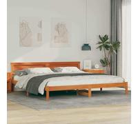 vidaXL Cama Plataforma de en Color Madera Encerada de 200 x 200 cm, Hecha de Madera sólida con luz LED Multicolor. No Necesitas boxspring, Tiene Conector USB y es fácil de Montar. Ideal para un Dorm