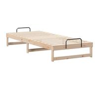 vidaXL Cama Plataforma de en Color marrón, Hecha de Madera Maciza de Pino, tamaño 90 x 220 cm. Está Cerca del Suelo, con Listones fijos y Asas metálicas. Ideal para el Dormitorio, es fácil de Montar