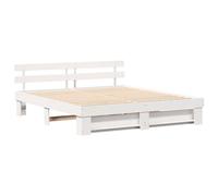 vidaXL Cama Plataforma de Madera de Pino sólida, Blanca, 180 x 200 cm. Estilo contemporáneo, Incluye cabecero, fácil de Montar, sin Base de resortes, Patas cuadradas. Modelo 505764, Muebles para el h