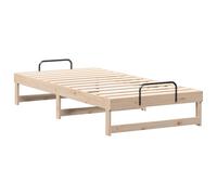 vidaXL Cama Plataforma de Madera Sólida de Pino en Color Marrón Natural 90 x 200 cm, con Somier Fijo para Mayor Estabilidad, Estilo Bajo Moderno y Minimalista, Fácil de Limpiar, Incluye Mangos de Me