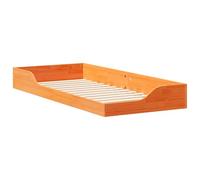 vidaXL Cama Plataforma en marrón Cera, 100 x 210 cm, de Madera de Pino Maciza. Tiene Listones fijos, un Acabado Mate y Incluye un cajón bajo el Suelo para Almacenamiento. Montaje fácil y Seguro, Perf