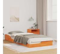 vidaXL Cama Plataforma Marrón Cera de Madera de Pino Sólido 90 x 220 cm, para Interior, Estilo Moderno, Acabado Mate, Montaje Fácil, Sin Base Necesaria, Bajito, para Adultos, ¡Incluye Cajones!