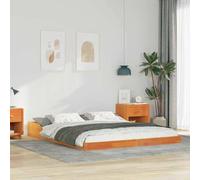vidaXL Cama Plataforma Marrón Cera de Madera de Pino Macizo 140 x 220cm - Sin Somier - para Interior - Diseño Moderno - Fácil de Armar - para 2 Personas - Mobiliario Minimalista para Dormitorios