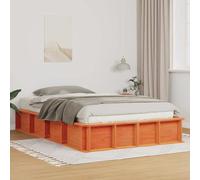 vidaXL Cama Plataforma marrón de de 135 x 190 cm, Hecha de Madera de Pino Maciza, con Almacenamiento elevable. Tiene un diseño Moderno, es fácil de armar Dormitorio. Colchón no