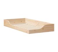 VidaXL Cama plataforma moderna de pino macizo, acabado mate natural, 75 x 190 cm, perfil bajo, fácil de montar. Diseño unisex para el dormitorio con almacenamiento en cajón para una base de sueño limp