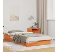 vidaXL Cama Platform 100 x 200 cm, marrón Cera, Hecha de Madera de Pino Maciza con un Acabado Mate. Tiene Listones rígidos y un cajón Lateral para organizar lo Que necesites. Estilo Moderno y fácil