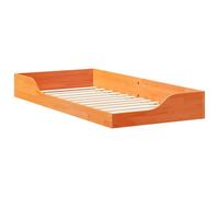 vidaXL Cama Platform Color Marrón Cera 80 x 200 cm Madera de Pino Sólido Estilo Moderno Acabado Mate con Cajón Lateral De Listones Fijos Montaje Fácil Uso En Interior Diseño Cómodo para Dormir Adult