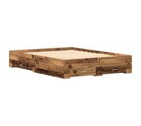 vidaXL Marco de cama con cajones Madera Antigua 135x190 cm Madera de ingeniería