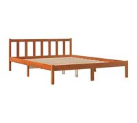 vidaXL Cama sin colchón Madera Maciza de Pino marrón Cera 160x200 cm