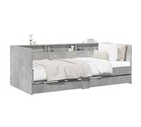 vidaXL Cama supletoria con cajón Gris hormigón Madera de ingeniería, Marco de cama de día compacto, diseño moderno, ahorro de espacio, mueble versátil, solución de sueño elegante