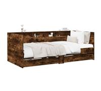 vidaXL Cama supletoria con cajón roble ahumado Madera de ingeniería, marco de cama día compacto, diseño moderno, ahorro de espacio, mueble versátil, solución de sueño elegante